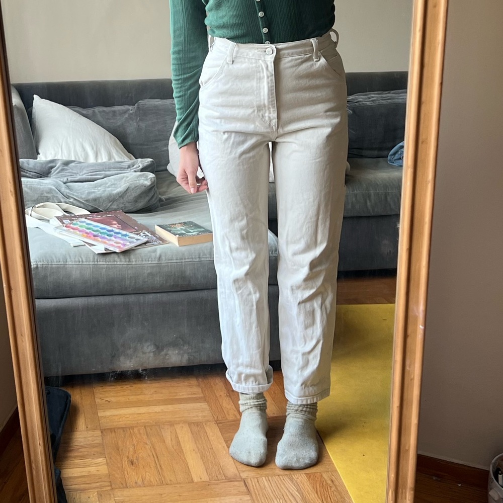 John Galt White Painter Pants with Big Pockets and Side Loop! size small